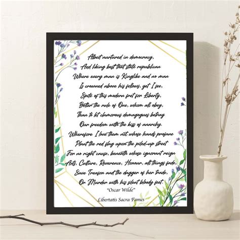 Poem Printable Oscar Wilde Libertatis Sacra Frames Poetry Quotes