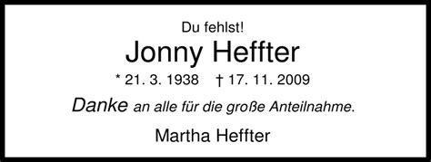 Traueranzeigen Von Jonny Heffter Nordwest Trauer De