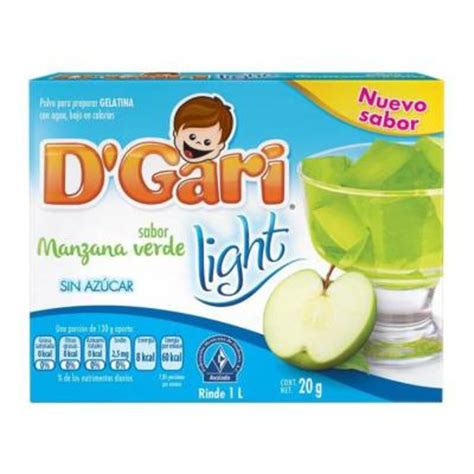 Polvo Para Gelatina De Agua D Gari Light Sabor Manzana Verde 20 G Walmart