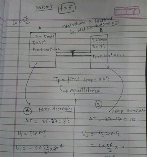 Q Two Vessels A And B Both Containing An Ideal Diatomic Gas Are