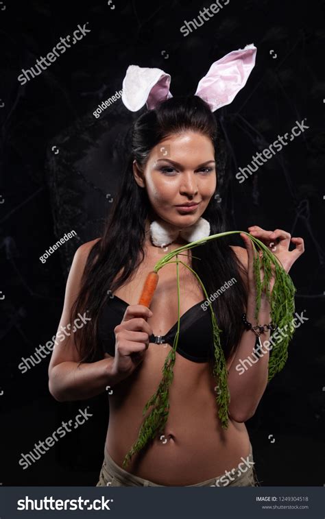 Rabbit Brunette Sexual Girl Black Bra Stock Photo Shutterstock