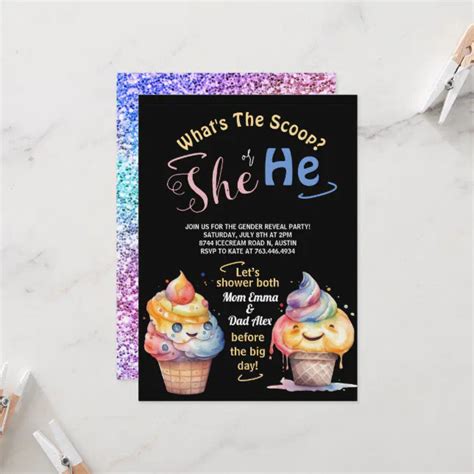 Ice Cream Gender Reveal Party Invitation Zazzle