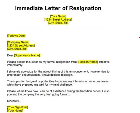 Best Resignation Letter Templates Formats Word Excel Fomats