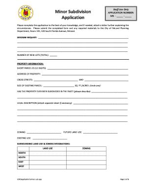 Fillable Online Deland Minor Subdivision Application Form City Of