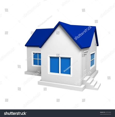 Isolated House Blue Roof Stock Photo 42757432 : Shutterstock