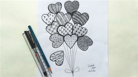 Draw Heart Balloon | Heart balloons, Balloons, Sketches