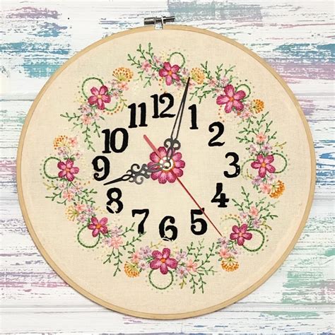 Spring Floral Clocks Hand Embroidery Pattern Digital Etsy Uk In 2022 Hand Embroidery