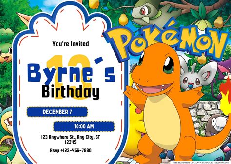 FREE Pokémon Adventure Birthday Canva Templates 13 Download