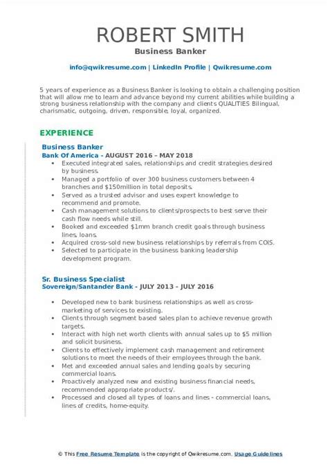 Business Banker Resume Samples Qwikresume