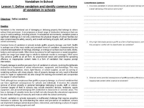 Internal Exclusion Workbook 14 Vandalism In School Teaching Resources