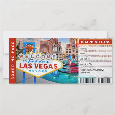 Las Vegas Surprise Trip Boarding Pass Gift Ticket Zazzle Vegas