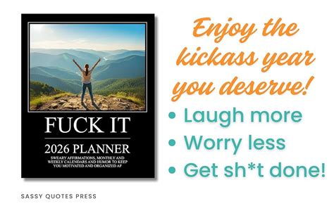 Fuck It Planner Sweary Affirmations Monthly And Weekly Calendars And Humor To Keep You