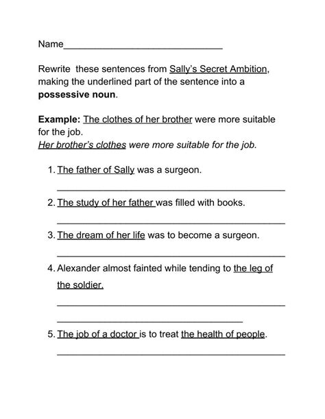 Rewriting Sentences With Possessive Noun Phrases Online Exercise For Live Worksheets