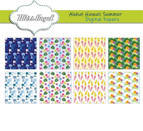 Hawaii Digital Papers Aloha Paper Set Hawaiian Digital Etsy