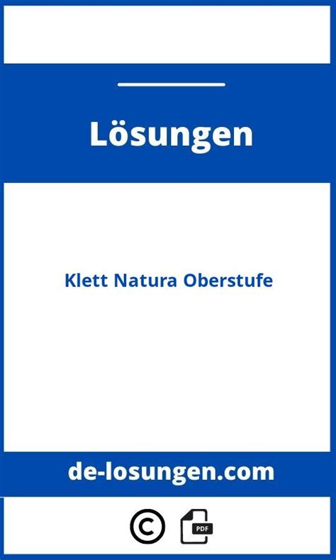 Klett Natura Oberstufe L Sungen