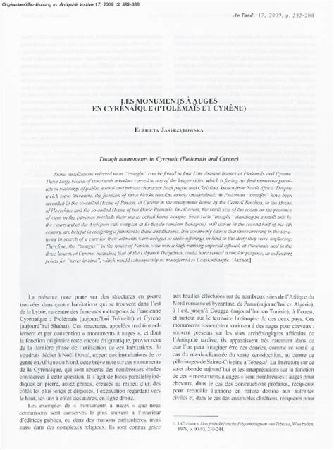 Pdf Les Monuments à Auges En Cyrénaïque Ptolémaïs Et Cyrène