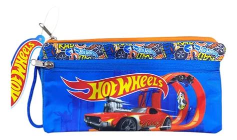 Estuche Escolar Cartuchera Doble Cierre Hot Wheels Niños Cuotas sin interés