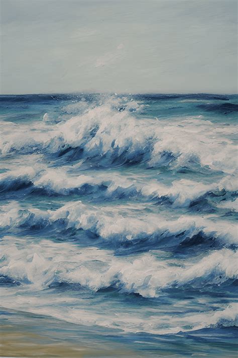 Beach Waves Painting · Creative Fabrica