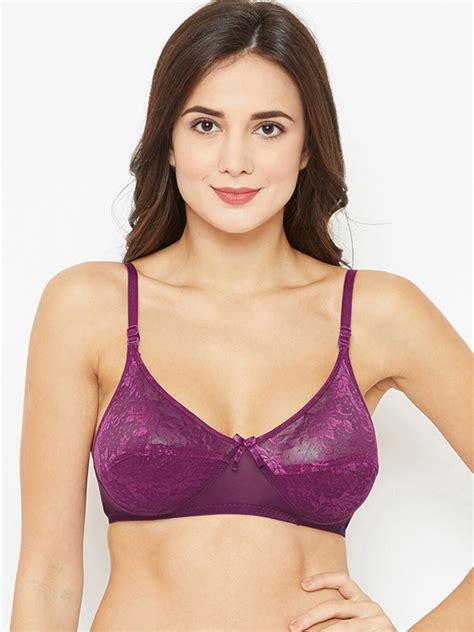 Buy N Gal Non Padded Floral Lace Anti Odour Bralette Bra Ntbr11 Purple