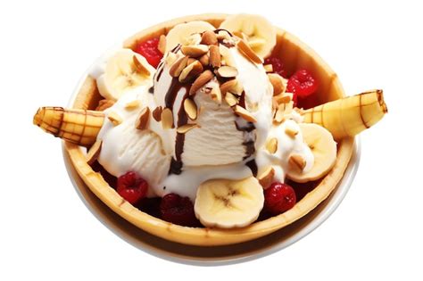 Un Delicioso Postre Helado De Banana Split Con Sirope De Chocolate