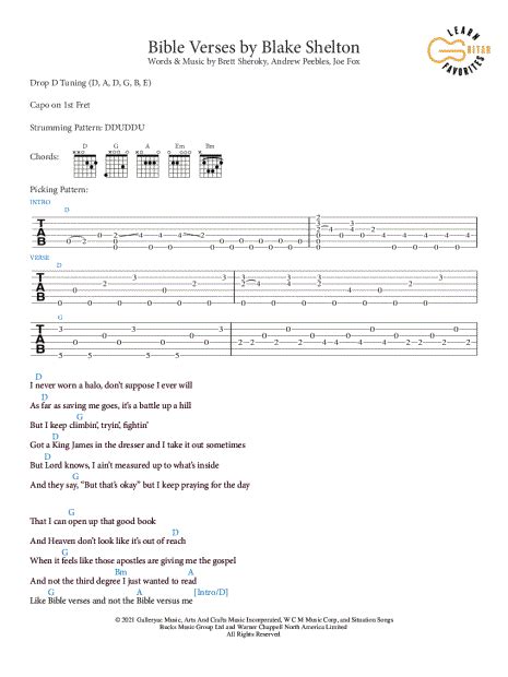 Learn Guitar Favorites Bible Verses Guitar Tab In D Major Download