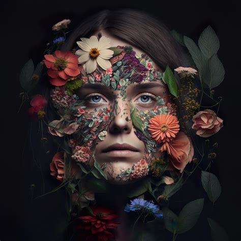 Premium Ai Image Blooming Beauty A Portrait Of A Woman With Flowers