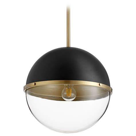 Quorum Lighting Noir W Aged Brass Pendant Light With Bowl Dome Shade At Destination Lighting