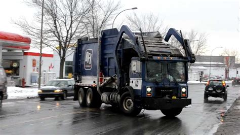 Mack Cabover Garbage Truck In Action In Montreal Youtube