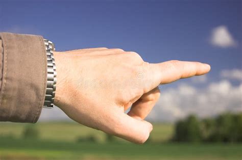 Man S Hand Pointing Somewhere Stock Photo Image Of Pointing Green