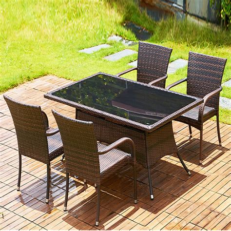 Outdoor Garden Restaurant Furniture Plastic Rattan Dining Set ...