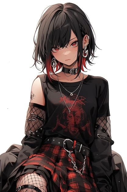 Premium Photo | Vertical image of a beautiful punk rock style anime ...