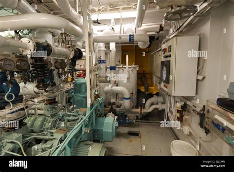 Pipework In Ships Engine Room Stock Photo Alamy