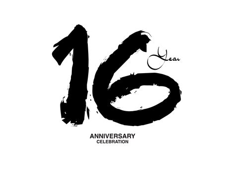 16 Years Anniversary Celebration Vector Template, 16 number logo design ...