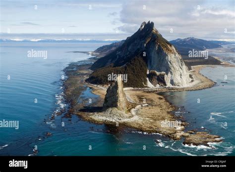 Gulf Of Alaska The Lighthouse And Rock Pinnacle At Cape St Elias On