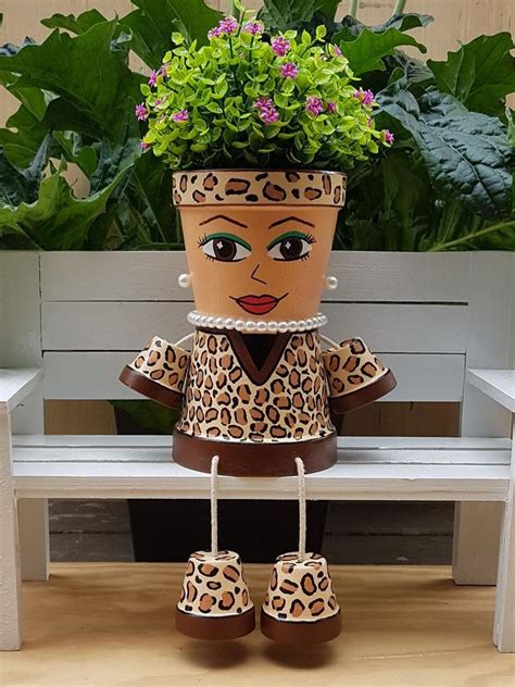 Leopard Print Clay Pot People 4 Planter Etsy Macetas Decoradas