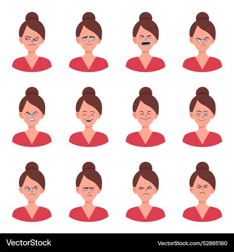 Portraits Of Woman Girl Avatar Female Emotions Vector Image