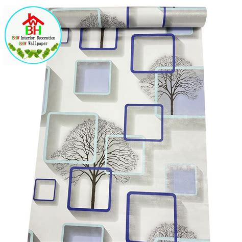 Bhw Wallpaper D Tree Design Blue Pvc Selfadhesive Waterproof Wallpaper