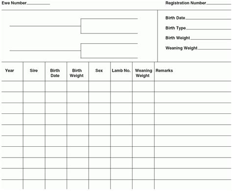 Printable Sheep Record Template