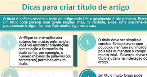 Acervo Do Conhecimento Histórico Dicas Para Criar Título De Artigo