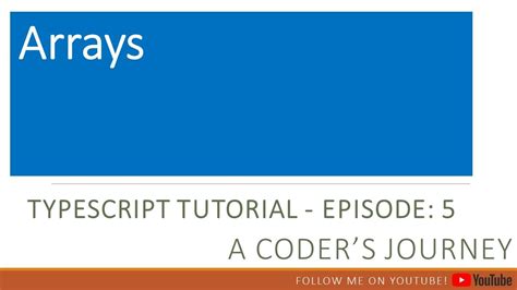 TypeScript Tutorial Episode 5 Arrays YouTube