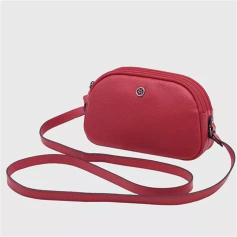 Bolsa Mariart Transversal De Couro Bovino Feminina Angra Cor Cardeal