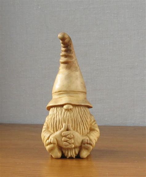 Gnome Wooden Figurine Nut Wood Carving Wooden Carved Gnome Gift