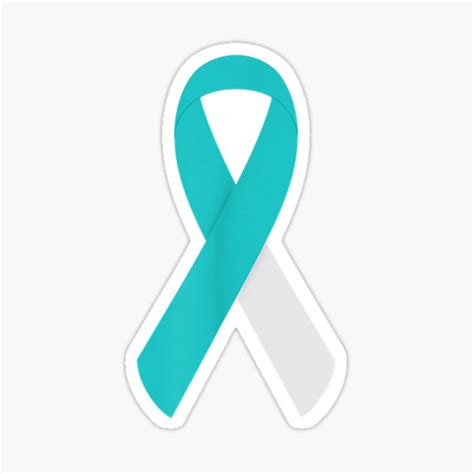 "Cervical Cancer Awareness Teal White Ribbon Symbol" Sticker for Sale ...