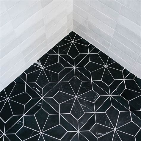 Blomma Honed Marble Mosaic Tile In Nero In Mosaic Tiles Marble