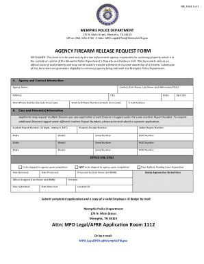 Fillable Online Memphis Police Firearm Release Form Fill And Sign