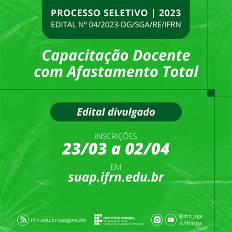 Edital Divulgado Edital De Sele O Afastamento Total Para