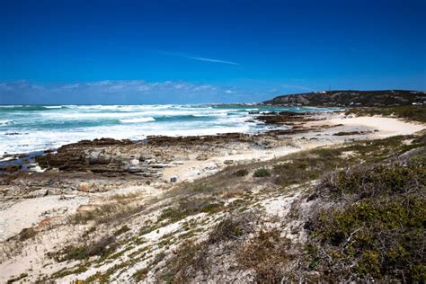 The Lighthouse Of Cape Agulhas The Southernmost Point Of Africa Stock