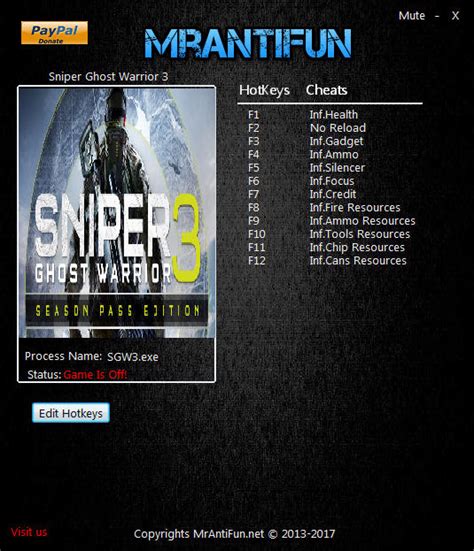 Sniper: Ghost Warrior 3 Trainer +12 v1.03 MrAntiFun - download cheats ...