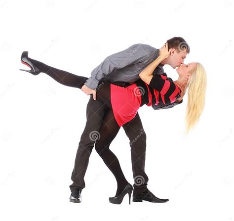 Young Couple On Dancing Pose Is Kissing Stock Image Image Of Beauty