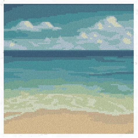 Beach Cross Stitch Pattern Pdf Coast Cross Stitch Pattern Waves Cross